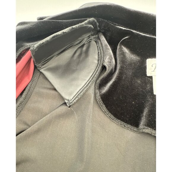 Vtg Inspired Black & Burgundy Velvet Patchwork Long Sleeve Maxi Dress Whimsigoth - Picture 10 of 16